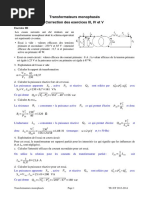 Transformateurs Monophasés Correction Des Exercices III, IV Et V