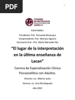 El Lugar de La Interpretación en La Última Enseñanza de Lacan