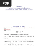 Tecnicas Analıticas para Las Ecuaciones Diferenciales de Primer Orden: Metodo de Euler