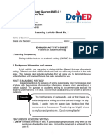 English 7 Activity Sheet Quarter 4 MELC 1 Features of Academic Text