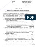 Sujet Épreuve Zéro Informatique - Ouest PROB ESG TI ALGO&PROGRAMMATION