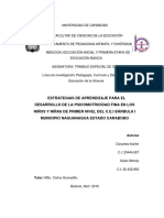 Estrategias de Aprendizaje para El Desarrollo de La Psicomotricidad Fina en Los Niños y Niñas.