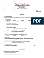 Evs GR 5 - Worksheet Le Rocks and Minerals No 2