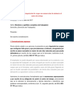 Modelo de Carta de Imputación de Cargos Con Exoneración de Asistencia Al Centro de Trabajo