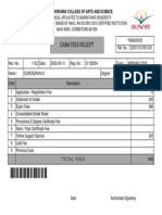 Exam Fees Receipt: Sri Ramakrishna College of Arts and Science