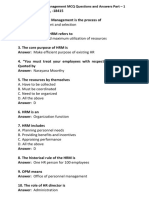 Human Resource Management MCQ Questions and Answers Part - 1