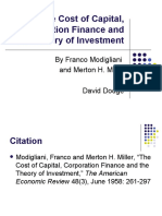 The Cost of Capital, Corporation Finance and The Theory of Investment