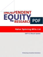 Nahar Spinning Mills LTD: Q2FY12 Result Update