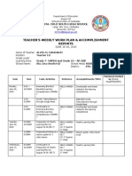 Teacher'S Weekly Work Plan & Accomplishment Reports: Sta. Cruz South High School