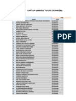 Daftar Absen & Tugas Geometri Jalan