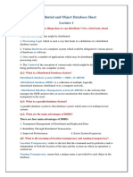 Distributed and Object Database Sheet: Processing Logic