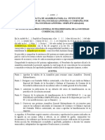 Acta de Asamblea de Intencion de Transformacion de S.A. A S.A.S.