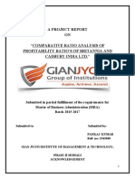 A Project Report ON "Comparative Ratio Analysis of Profitability Ratio'S of Britannia and Cadbury India LTD."