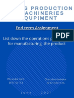 Sewing Production & Machineries Equpiment: List Down The Operations Performed For Manufacturing The Product