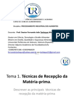 Tema 1. Técnicas de Recepção Da Matéria-Prima