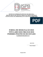 Forma de Designação Dos Titulares Dos Órgãos Dos Poderes Políticos Do Estado