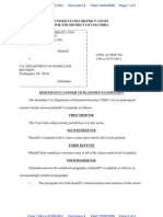 CREW v. DHS (Secret Service) : Regarding Refusal To Process FOIA Requests For Stephen Payne WH Visits: 10/6/2008 - DHS's Answer To Complaint