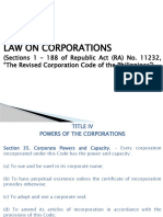 Online Lecture On LAW ON CORPORATION (TITLE IV - Sections 35 - 44, POWERS OF CORPORATION)