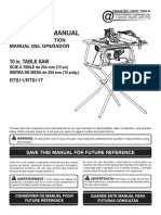 RTS11 Ryobi Table Saw Manual and Parts List