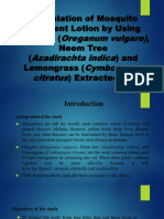 Formulation of Mosquito Repellent Lotion by Using Oregano (, Neem Tree and Lemongrass Extracted Oil