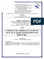 L'influence Des Conditions de Récolte Des Olives Sur La Qualité Nutritionnelle D'une Huile D'olive