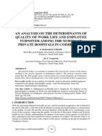 An Analysis On The Determinants of Quality of Work Life and Employee Turnover Among The Nurses of Private Hospitals in Coimbatore