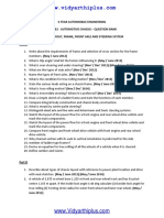 Ii Year Automobile Engineering at 6402 - Automotive Chassis - Question Bank Unit I - Layout, Frame, Front Axle and Steering System Part A