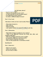 Speaking Test April Questions 2022