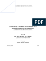 La Funcion de La Enseñanza de Las Humanidades en Formacion Ingenieros Ipn