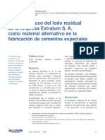 Estudio Del Uso Del Lodo Residual de La Empresa Extralum S. A. Como Material Alternativo en La Fabricación de Cementos Especiales