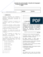 Lista de Exercícios 2 - Elementos Da Comunicação e Funções Da Linguagem