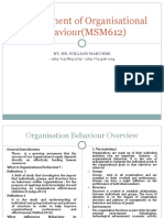 Management of Organisational Behaviour (MSM612)