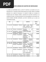 Declaracion Jurada de Gastos de Movilidad