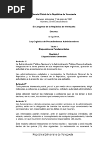 Ley Organica de Procedimientos Administrativos - 2.818 E