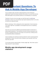 20+ Important Questions To Ask A Mobile App Developer