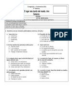 Evaluación Lectura - El Lugar Más Bonito Del Mundo