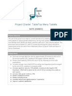 Project Charter: Tabletop Menu Tablets: Date: (23/08/21)