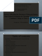 Factors Affecting The Decision of Selected Senior High School Graduates in Choosing Between To Continue College or Enter A Job