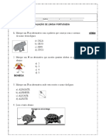 2 Avaliação de Língua Portuguesa 3º Ano C