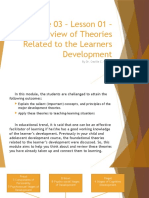 Module 03 Lesson 01 Review of Theories Related To The Learners Development