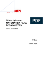 Matemática para Economistas (Sílabo 2022-0)