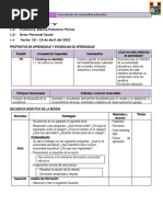 SESIONES DE PERSONAL SOCIAL Mi Comunidad Educativa 18-19 de Abril 2022