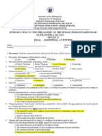 Introduction To The Philosophy of The Human Person/Pambungad Sa Pilosopiya NG Tao Grade 12 Final - Additional Activities