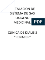 Instructivo de Operación Sistema de Gas Oxigeno Medicinal