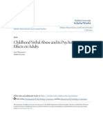 Childhood Verbal Abuse and Its Psychological Effects On Adults