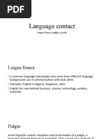 Language Contact: Lingua Franca, Pidgin, Creole