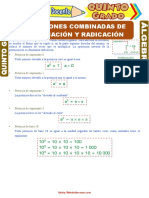 Operaciones Combinadas de Potenciación y Radicación para Quinto Grado de Primaria