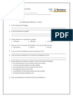 Atividade Sobre Movimento de Rotação e Translação 4º Ano