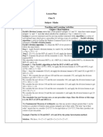 Lesson Plan Class X Subject - Maths No. of Classes Teaching and Learning Activities