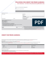 Credit For Prior Learning Cost Reduction Professional Qualifications Application Form